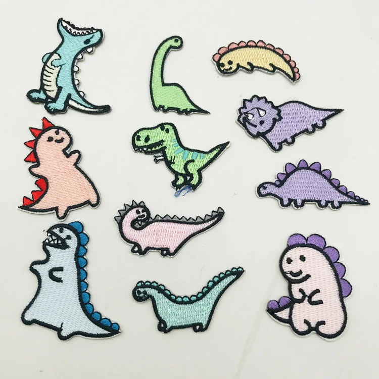 

New Customized Wholesale Small Cute Patches Cartoon Dinosaur Embroidery Cloth Stickers For Clothing Hat Bag, Custom