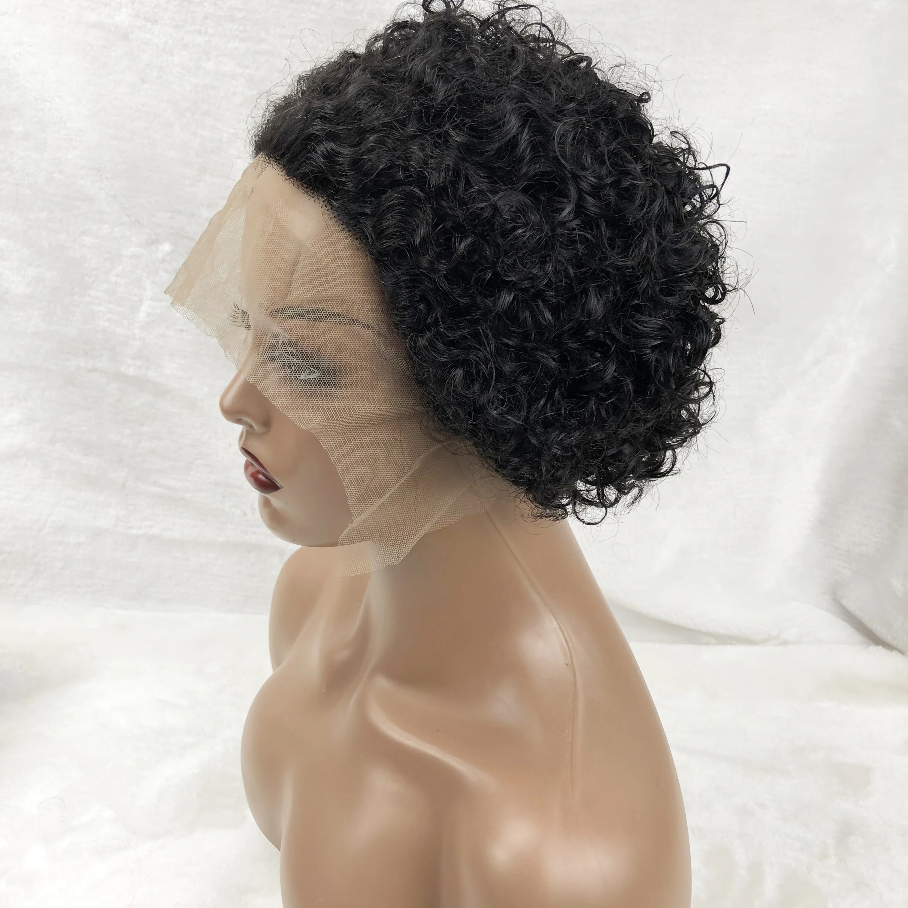 

Good quality pixie curls wig short brazilian hair perruque 13x1 swiss lace front wig natural 8inch pixie cut human hair wigs