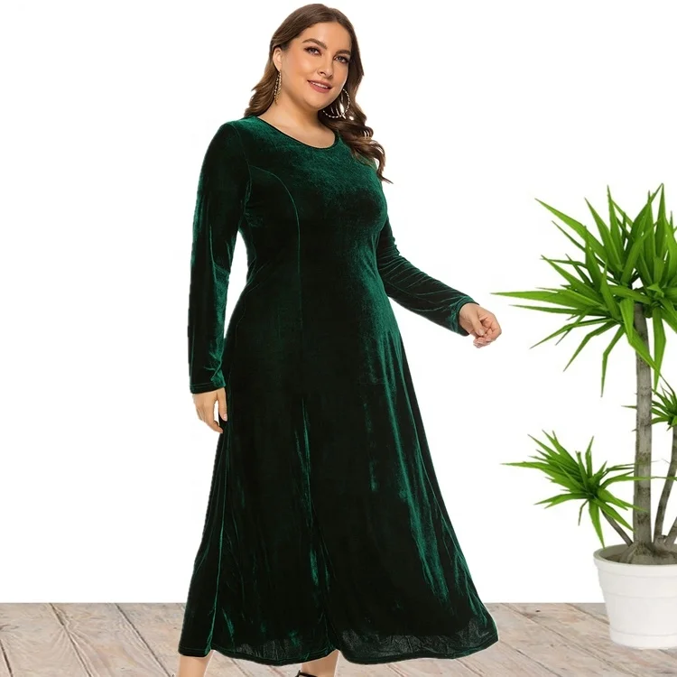 

2020 Plus Size Winter Clothes Long Sleeve Prom Evening Velvet Dress Wholesale China