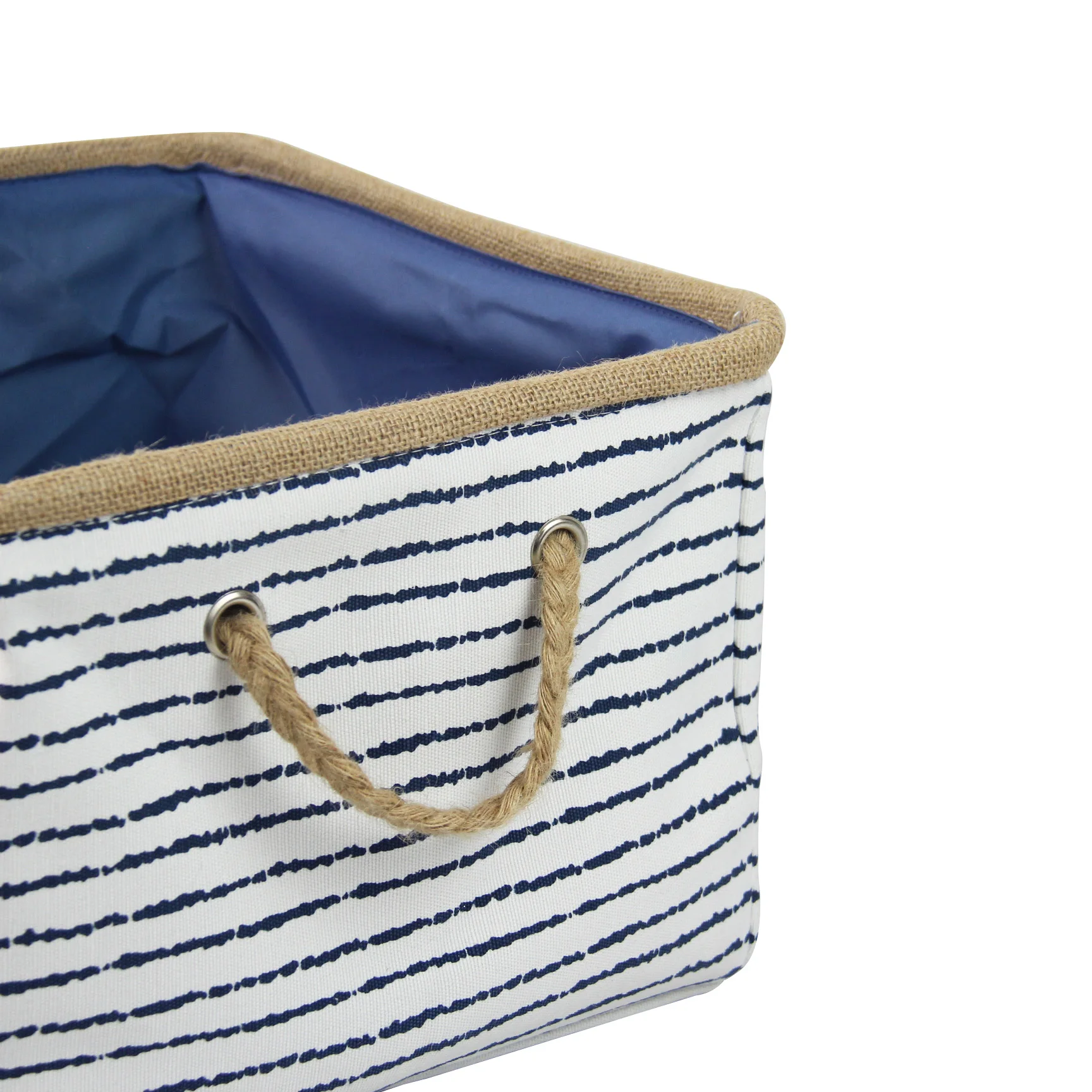 Laundry Fabric Basket Printed Foldable Washing Basket With Jute Handle Home Deco Folding Laundry