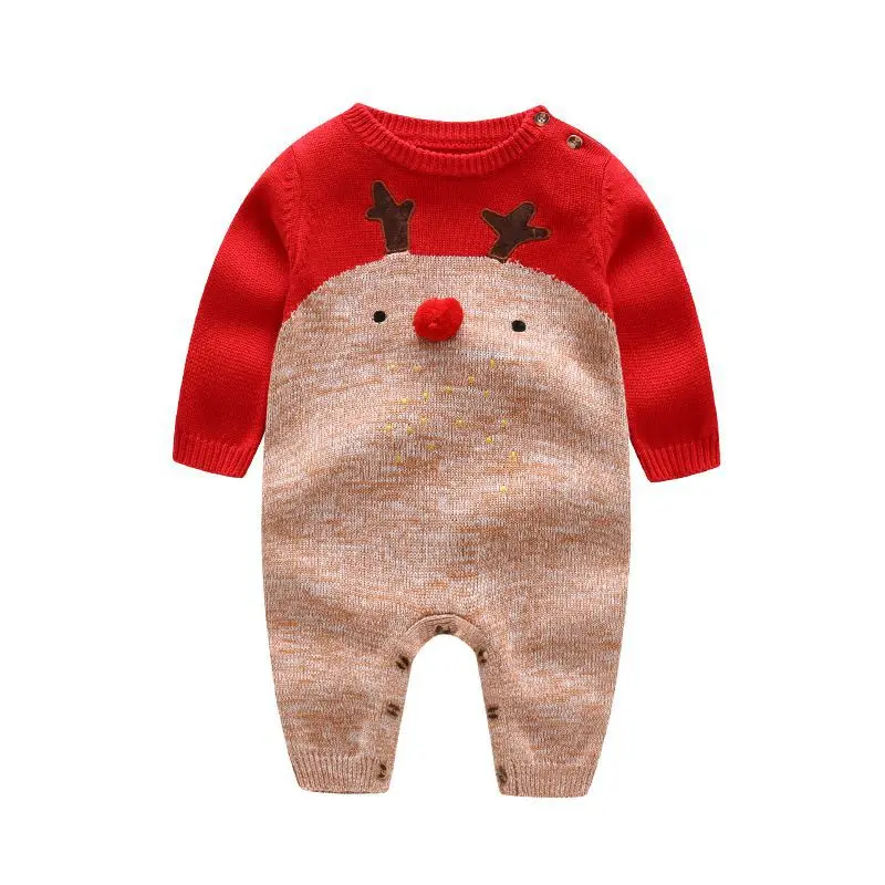 

Infants & Toddlers Christmas gift baby fashion clothing boys long sleeve sweater romper girls knitted jumpsuit new born clothes, Picture shows