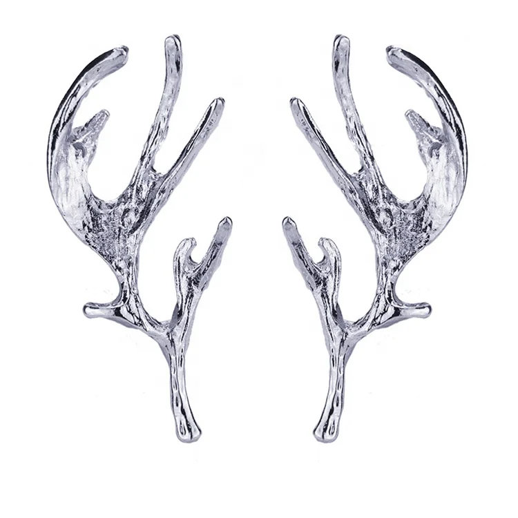 

Hot selling personality metal stereo deer antler collar pin brooch for men, Different color