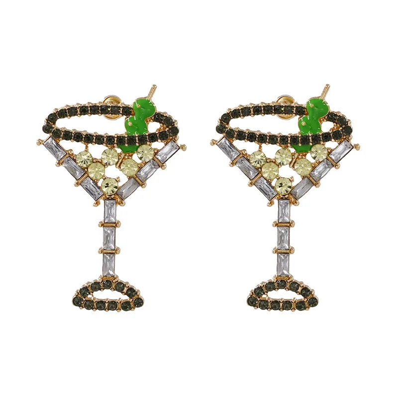 

MSYO Fashion Rhinestone Wine Glass Earrings Exaggerated earrings For Women