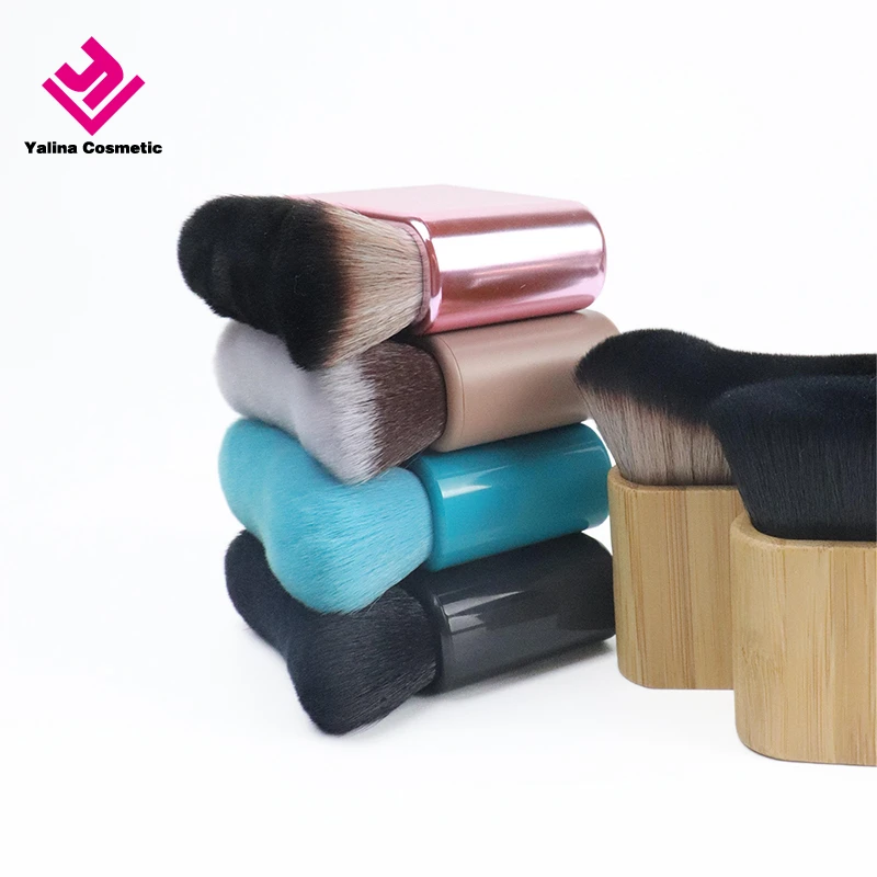 

New rose gold curved foundation brush Flat Private Label makeup foundation brush tanning brush