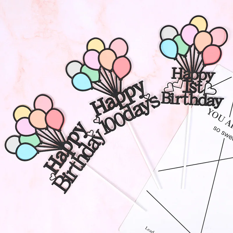 
Cute balloons cake topper can be used as happy birthday /1st /100 days balloons cake topper 