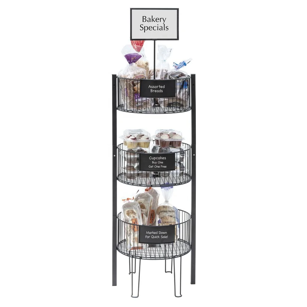 Wholesale Floor Standing Type Metal Food Snack Display Basket Stand