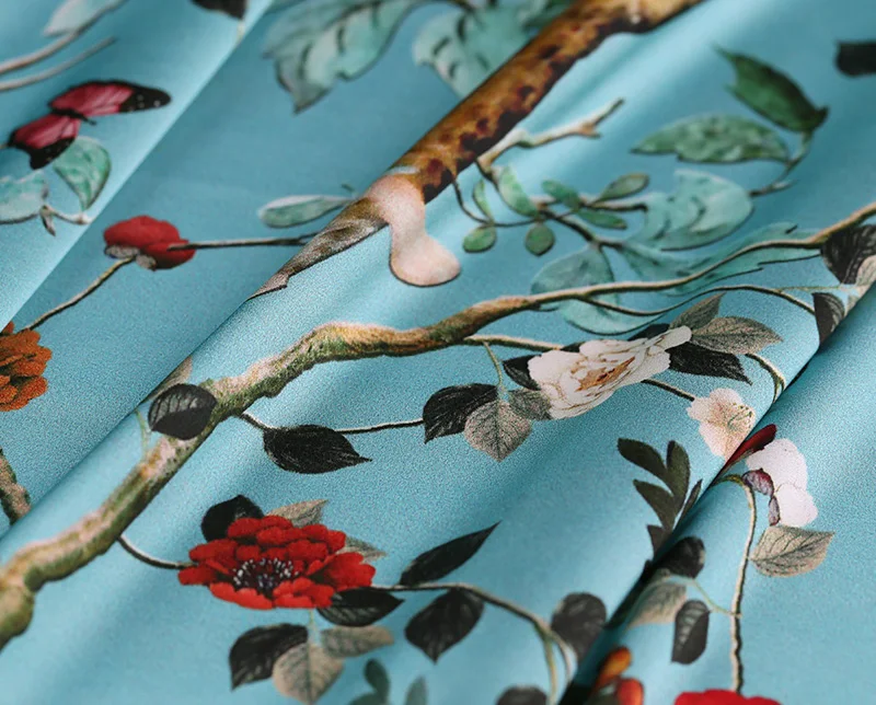 
Custom Wholesale for Garment Home Textile printed Plain design Digital 100% satin silk fabric 