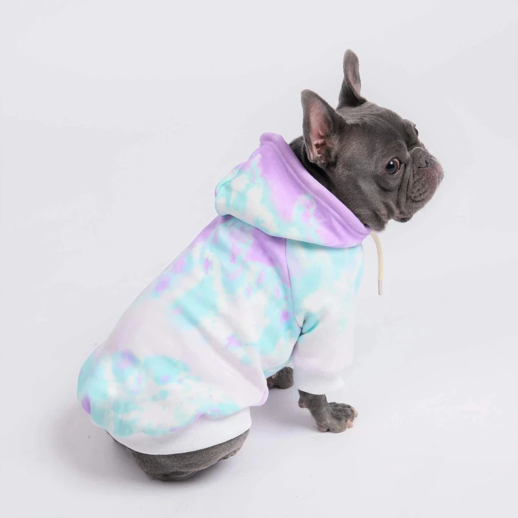 

small order wholesale 2022 hoodies unisex velour soft tie dye dog hoodie