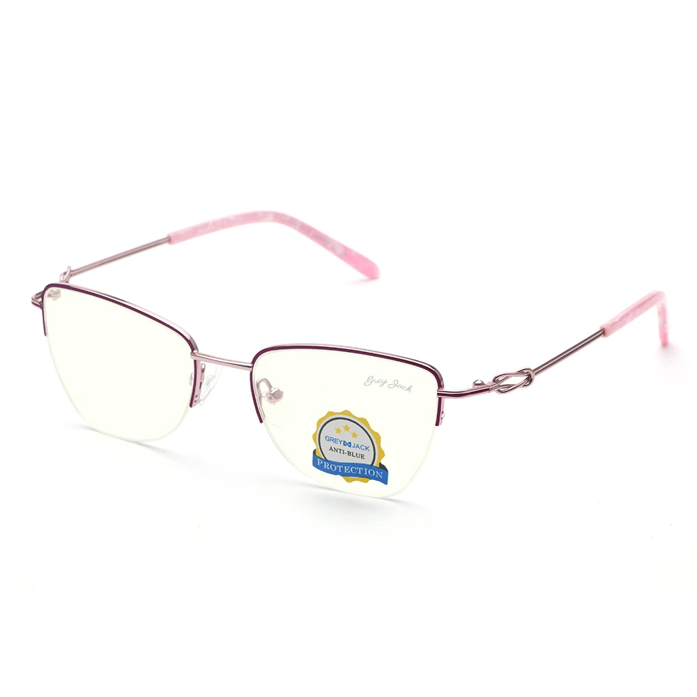 

Hot Sale High Quality Metal Eyeglasses Frames Anti Blue light Blocking Glasses For Women Half Rimless Eyewear, As for the pictures shows