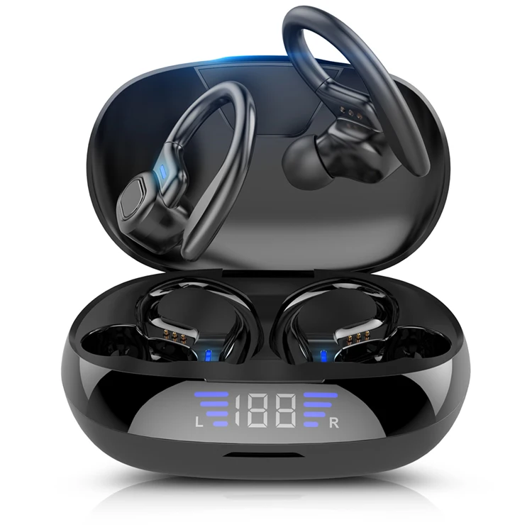

VV2 TWS Sport Headphones Wireless BT Earphone Touch Control LED Power Display Music BT Wireless headphones Earbuds, Black