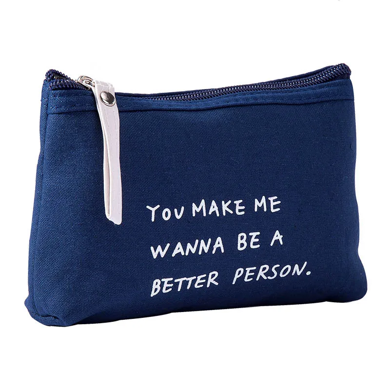 

Multifunctional Minimalistic Letter Canvas Letter Zipper Cosmetic Bag Clutch Coin Purse