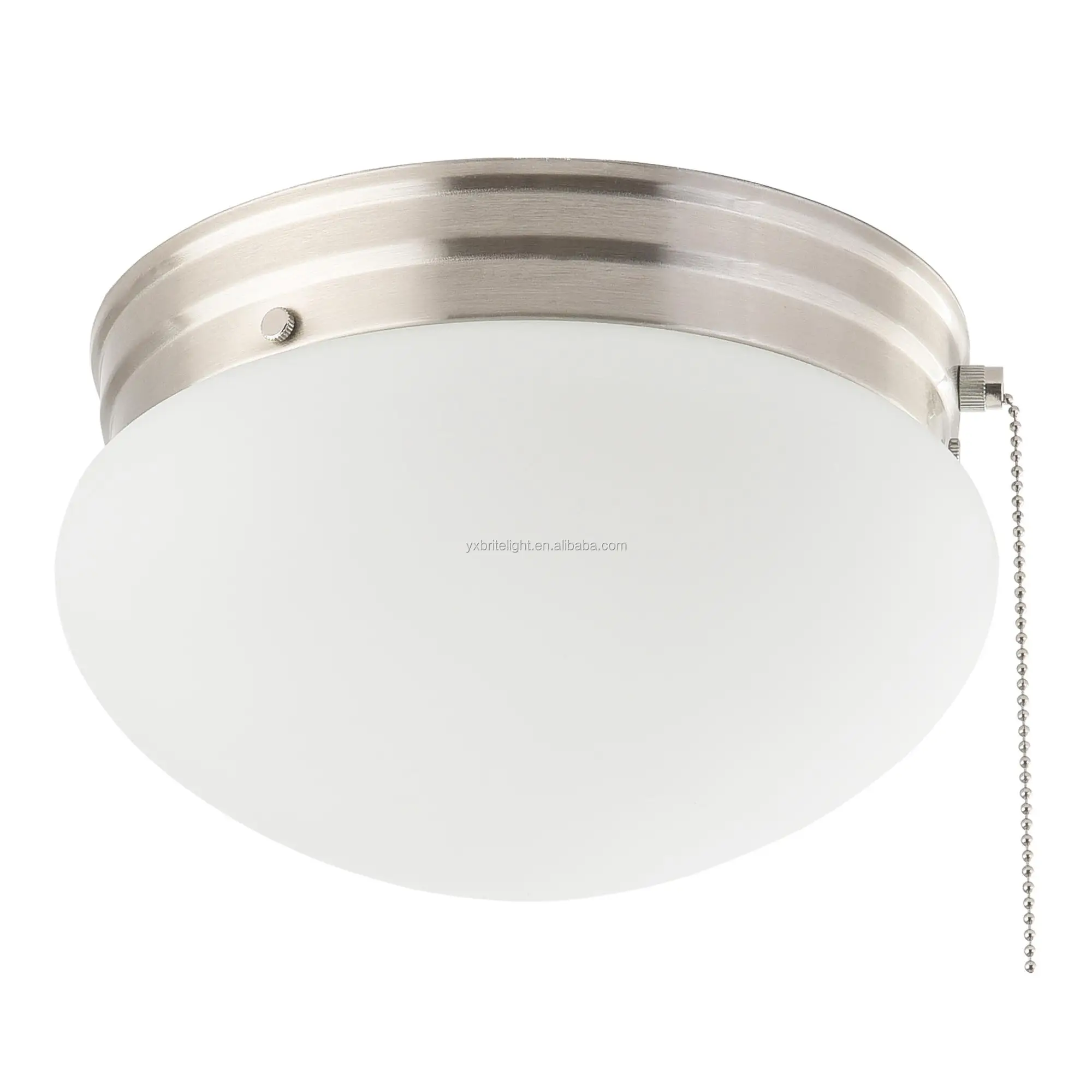 

Bedroom Kitchen LED Round Ceiling Light with Pull Chain Switch Frosted Glass E26 UL Listed, Brushed nickel