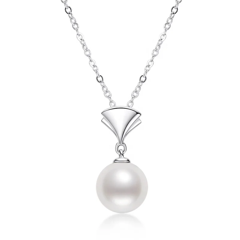 

Personality 925 Sterling Silver Rhodium Jewelry Fan Shape Freshwater Pearl Necklace