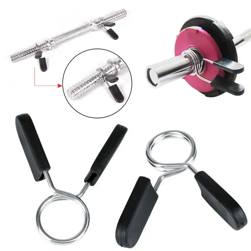 

1pair Dumbbel Standard Barbell Gym Weight Lifting Bar Buckle Lock Clamp Spring Collar Clips 28mm/30mm Fitness Accessorie, Silver + black