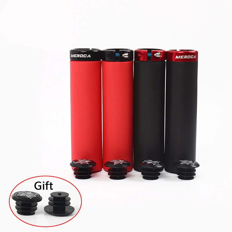 

High Quality Superlight MEROCA Black Red MTB 22.2mm Silicone Handlebar Grips 1 Pair