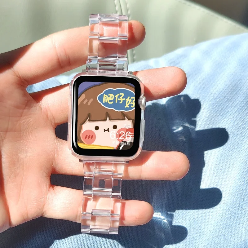 

Resin Watch Strap for Apple Watch 6 5 4 Band 42mm 38mm Transparent Bracelet for iWatch Series SE 3 2 Watchband 44mm 40mm