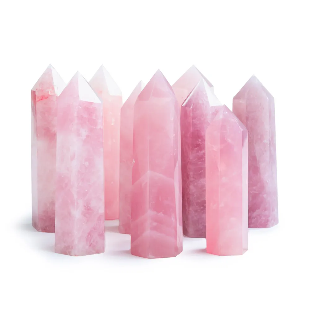 

Wholesale High Quality Quartz Crystal Wand Tower Rose Quartz Point Crystal Crafts