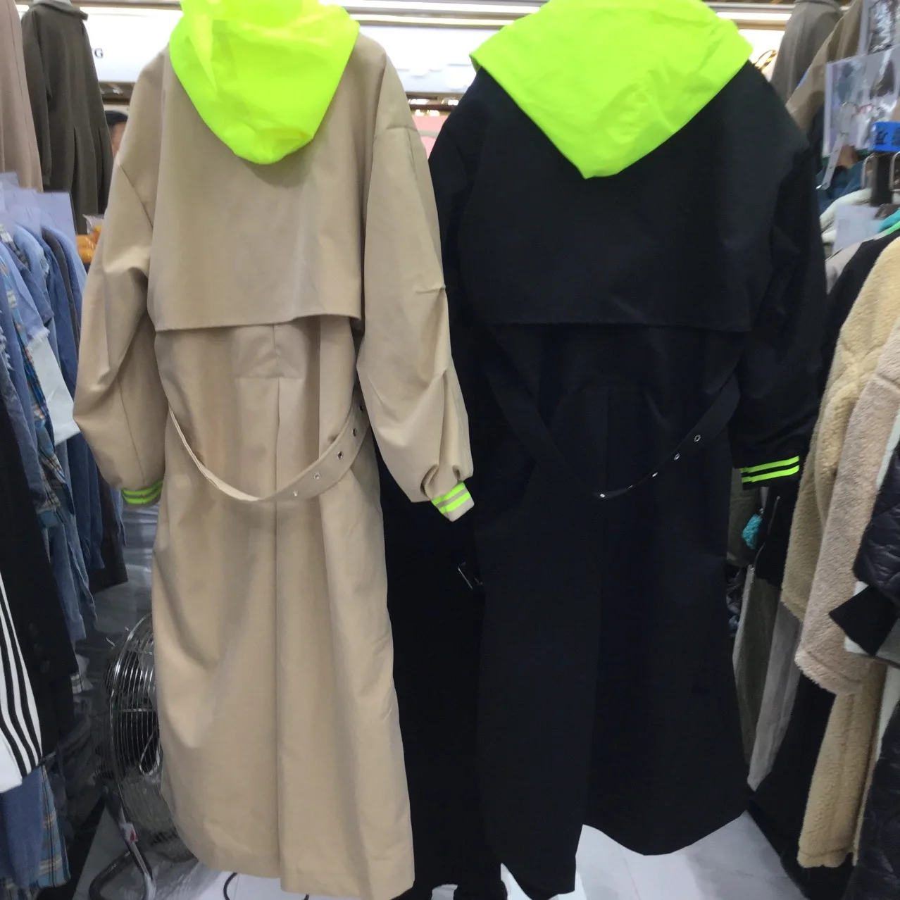 New Arrival Women Spring Autumn Winter Long Sleeve Khaki Black Jacket Pocket Bandage Windbreaker Trench Coat Dust Coat