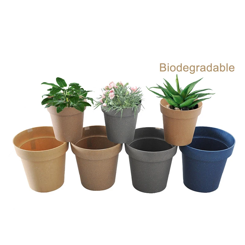 

Hot Sell Solid Color Wholesale Garden Home Decoration Bamboo Fiber Biodegradable Planter Flowerpot Pot for Plant