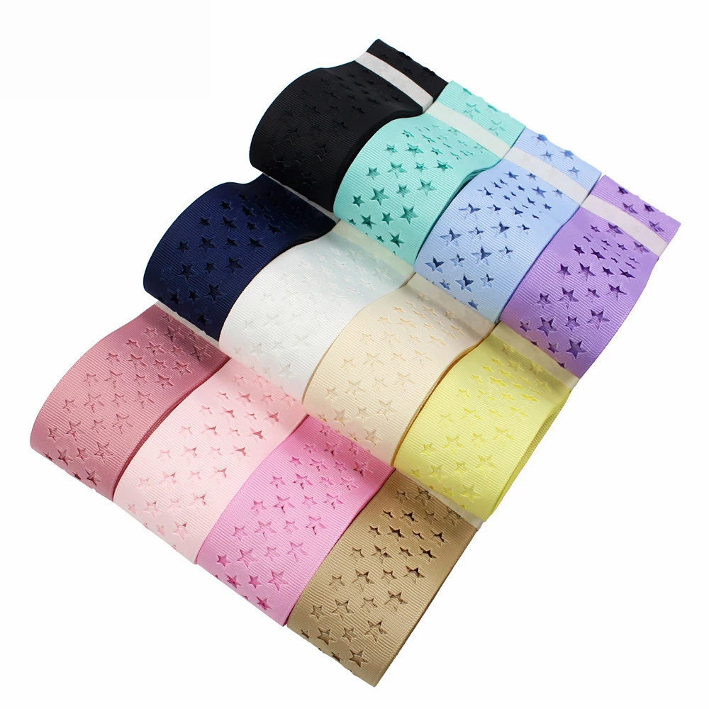 

3.8cm Lace Effect Trim Grosgrain Ribbons Star Hole Hollow-Carved Ribbon For Hair Bow, 12 colors
