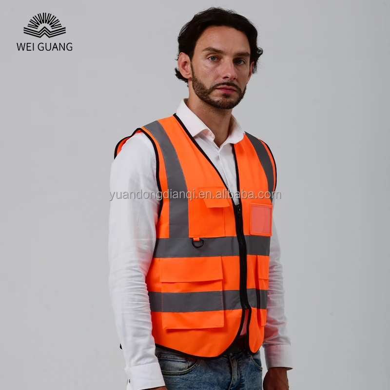 High Visibility Customized logo Safety Reflective Vest  Fashionable  Protection Reflector Jacket for Construction Workers