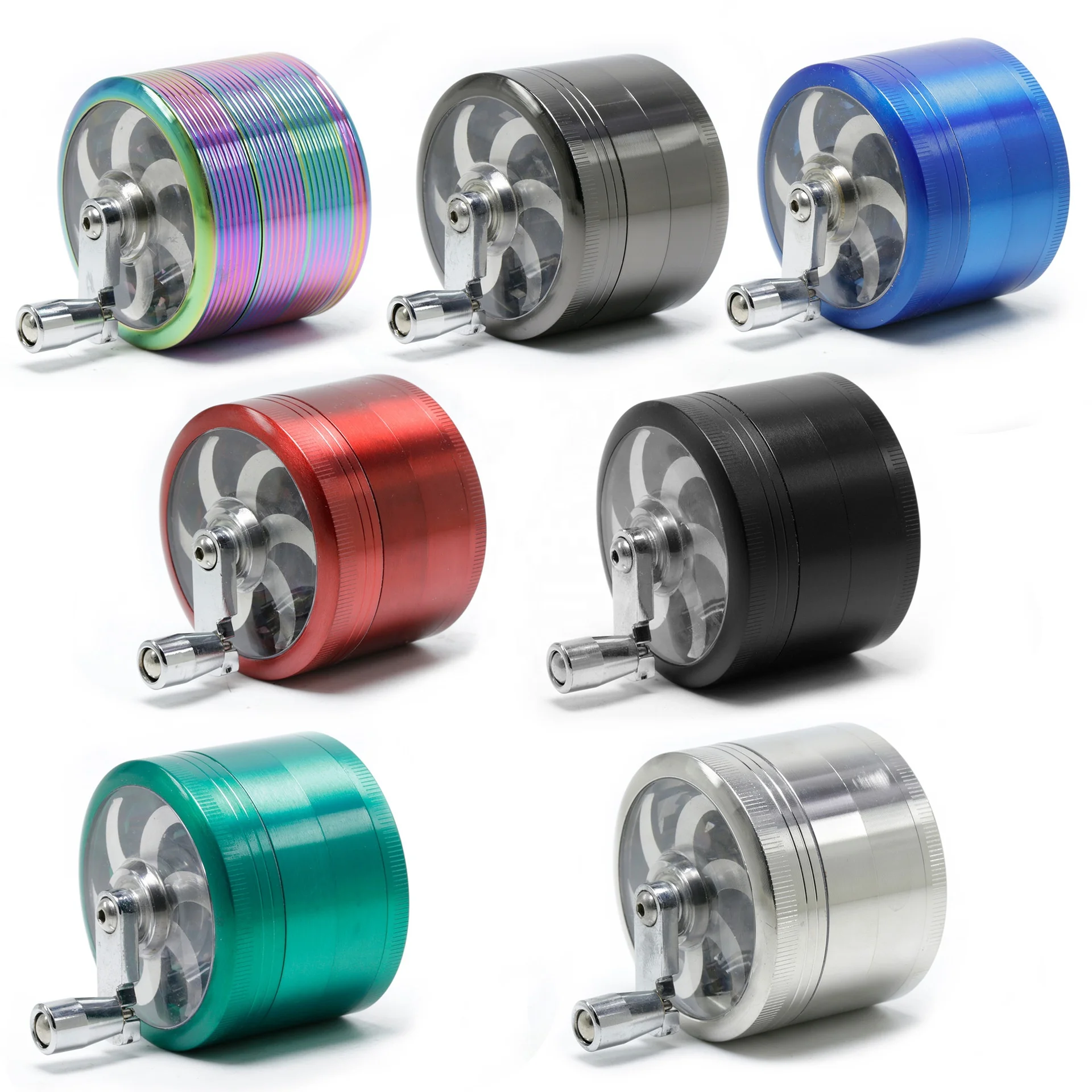 

Colorful Spiral Pattern 4-piece Hand Crank Dry Herb Grinder Diameter  Zinc Alloy Cigarette Grinder, Picture