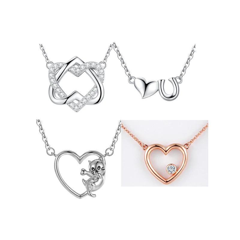 

Love Heart Necklace 925 Sterling Silver Love in My Heart Pendant with 5A Cubic Zirconia Friendship Necklace Gift for Woman Girl