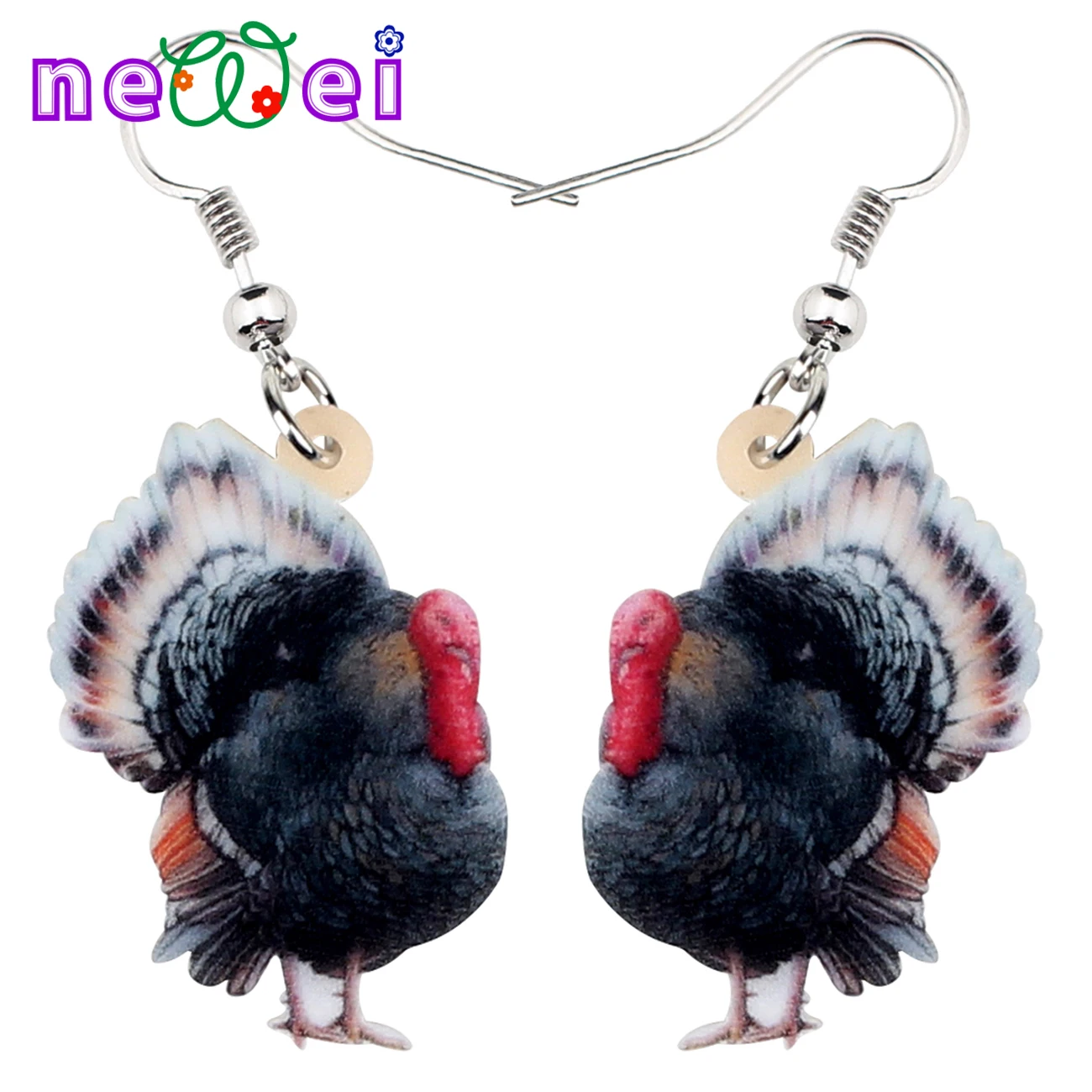 

Thanksgiving Acrylic Chicken Turkey Earrings Dangle Drop Cartoon Animals Charms Jewelry For Women Girls Teens Kids Trendy Gifts, Black