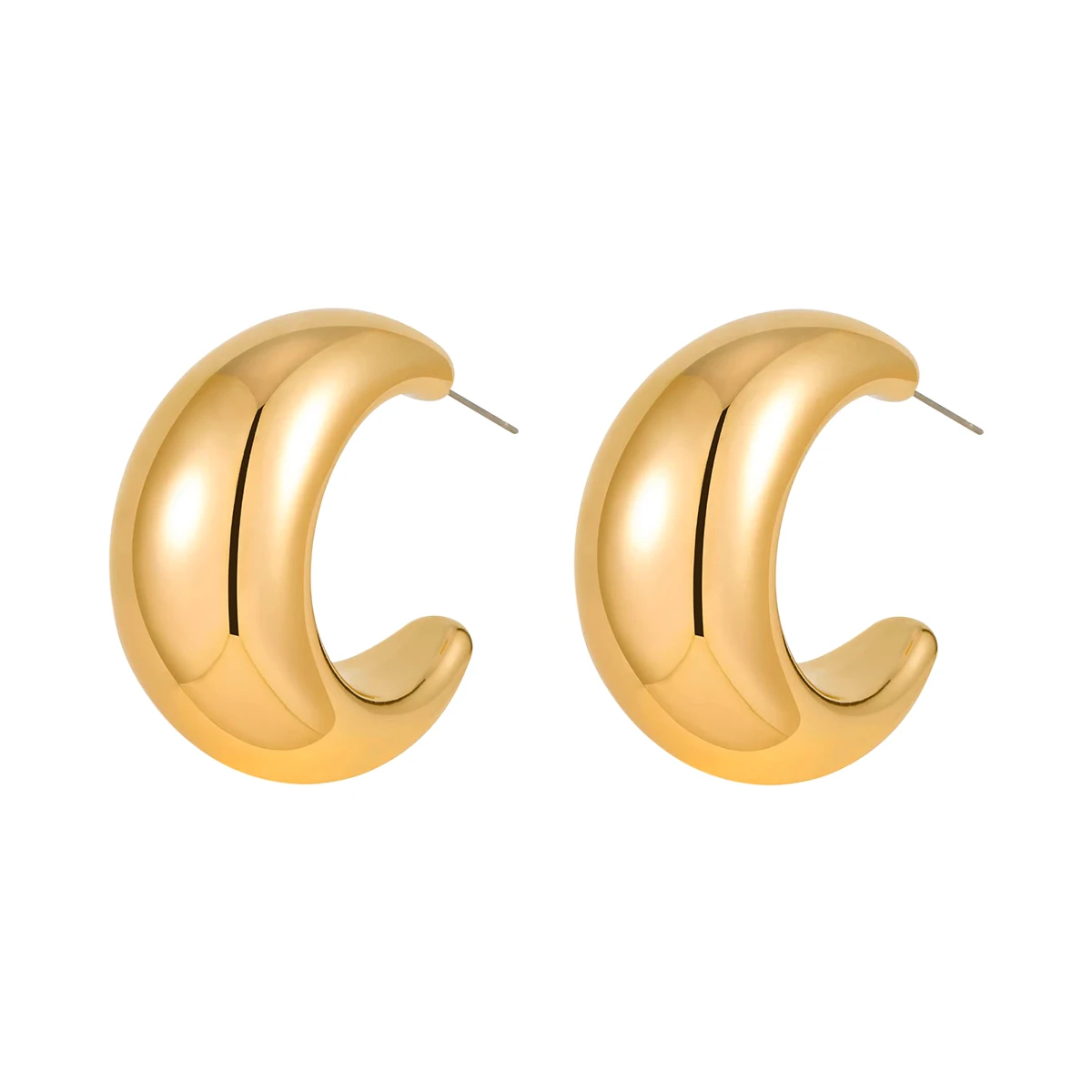 

J&D Stainless steel Statement Earrings Extra Large Stud Earrings For Women 18K Gold Hoop Moon Earrings