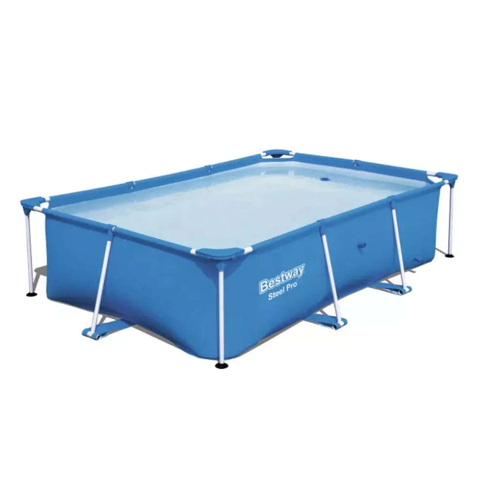 

Bestway 56404 9'10" x 6'7" x 26" Rectangular Frame Pool Outdoor Above Ground Swimming Pool, Grey