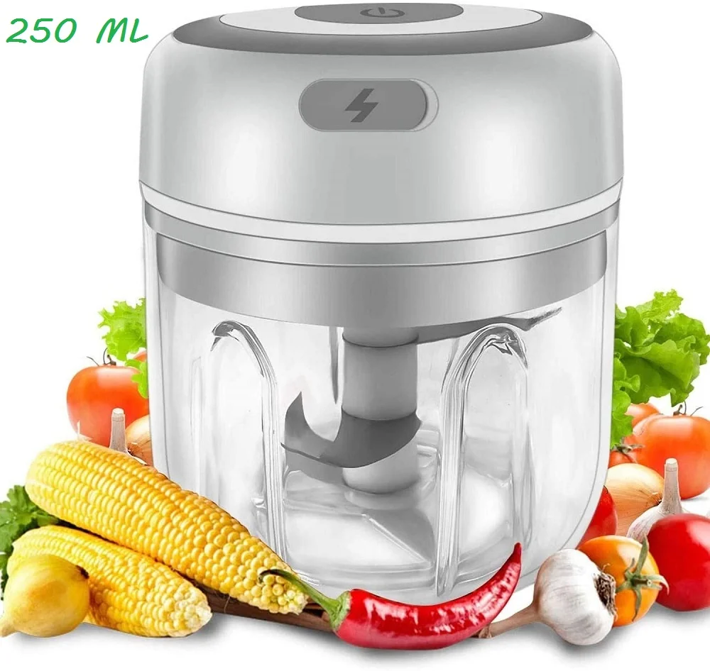 

In stock electric food-grade baby food chopper USB rechargeable 250ml portable cordless mini electric garlic chopper machine, Pupular white or other