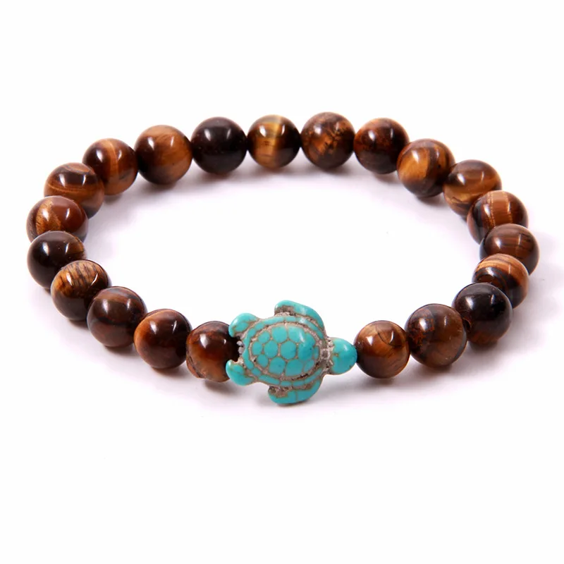 

Tiger Eye Natural Stone Couple Bracelets For Women Men Black Lava Rock Turtle Bracelet Jewelry Accessories