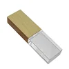 Wooden bamboo USB thumb Acrylic Crystal LED light USB Flash drive 3D laser free logo