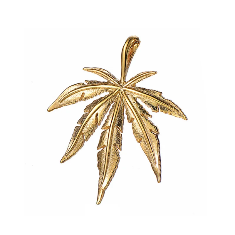 

Wholesale Men's Maple Leaf Pendant Hip Hop Punk Jewelry Stainless Steel 18K Gold Plant Weed Herb Leaf Necklace Pendant, Silver , gold plated, rose gold