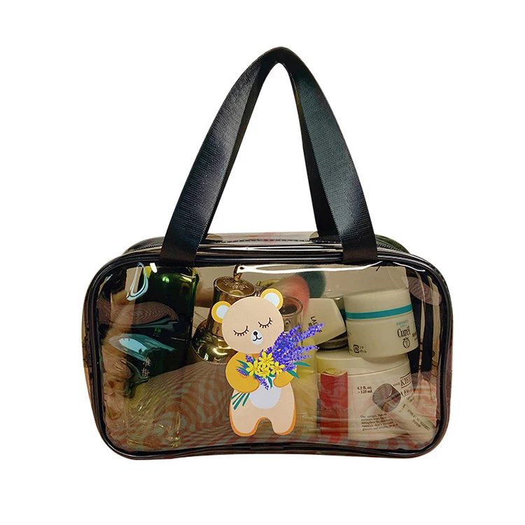 

Cosmetic Bag Portable Transparent Makeup Bag Storage Case Handbag for Toiletries Cosmetic Bag, Customized