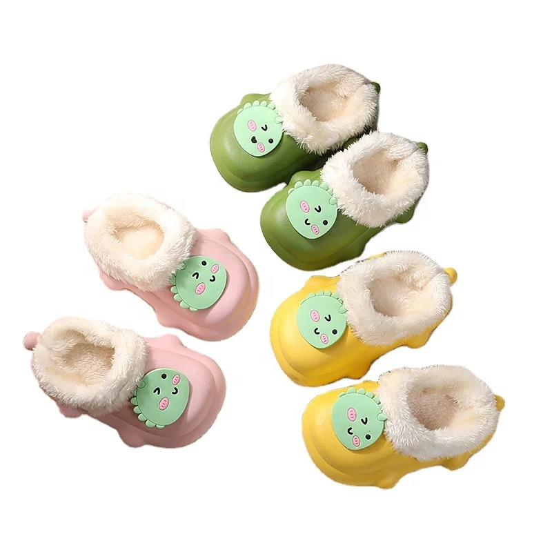 

wholesale indoor unisex kids slides shoes Home Winter Cotton Slippers Baby clogs Slippers children Winter Keep Warm fur Shoes
