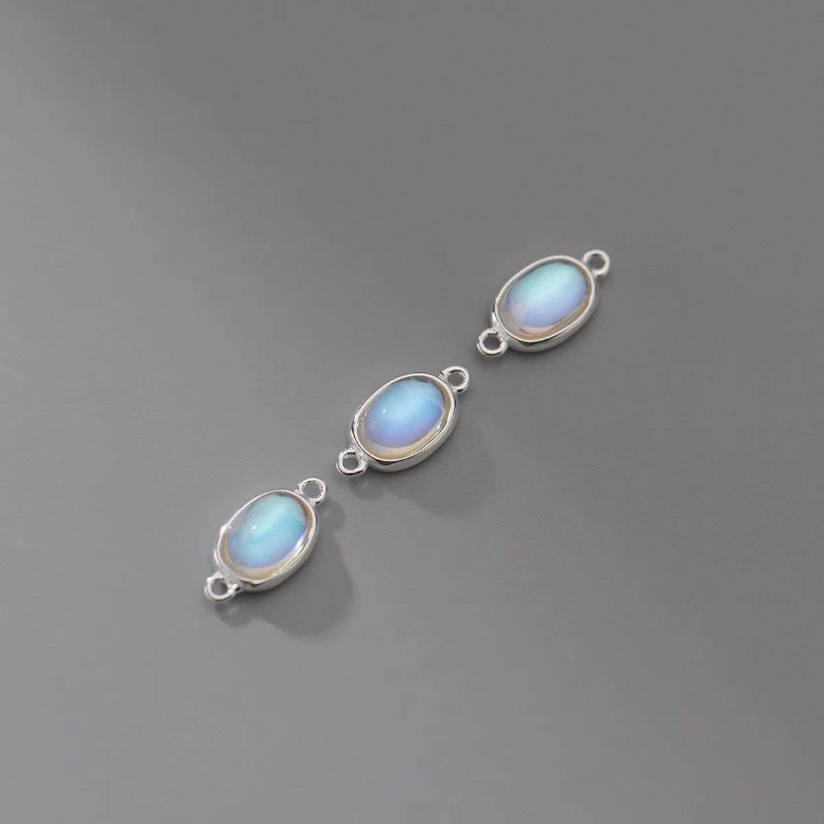 Fine 925 Sterling Silver Crystal Synthetic Moonstone Bracelet Necklace Connector for Jewelry Findings Connectors Accessories