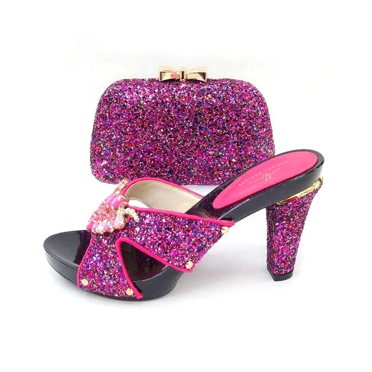 

custom logo waterproof summer shoes ladies high heels and bags, Green pink black blue rose red yellow
