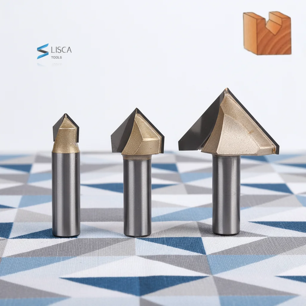 Tideway Professional Grade 1/2 1/4 Shank V Type Bevel 90 Degree Trimming Engraving Chamfer Router Bit