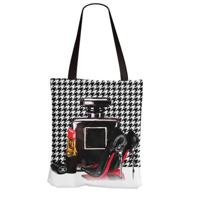 

New perfume bottle design canvas lady's shopping tote bag