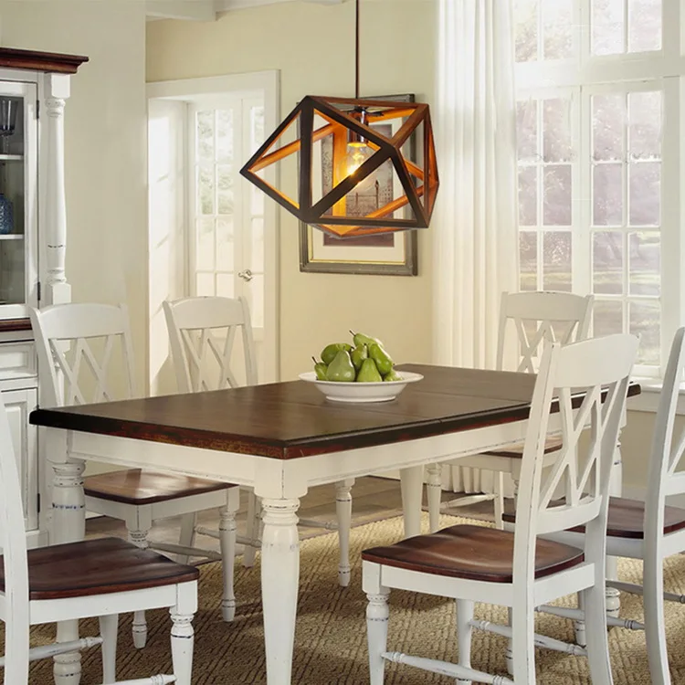 Modern Decorative Natural Wood Color Pendant Lamp Wood Frame Light For Night Lighting