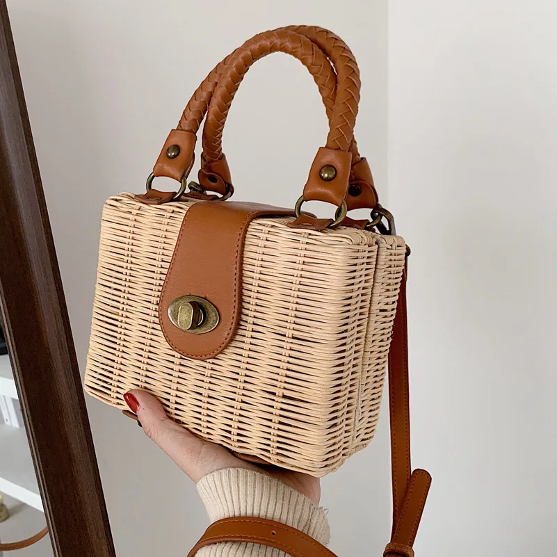 

2021 straw beach bags small tote bag straw bag handbag for lady, 6 colors available