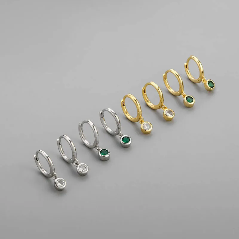 

ENSHIR Fashion Jewelry Gold CZ Hoop Earrings Women, As picture