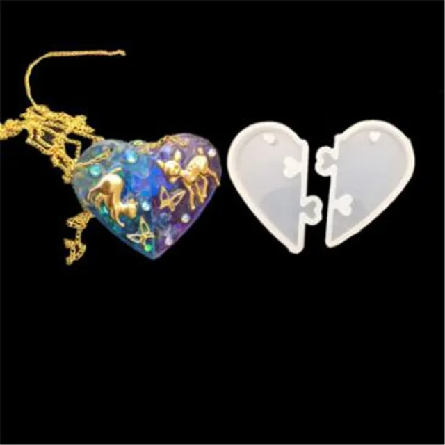 silicone interlocking heart resin mold for jewelry resin crafts