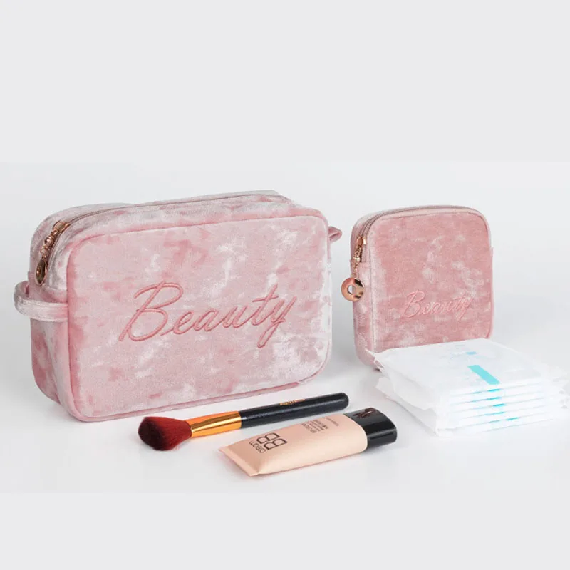 

Hot Selling Makeup Bag Custom Logo Luxury Pattern Makeup Bag Basics Cosmetic Make cotton cosmetic bag, Pink/red/green/black/blue/coffee