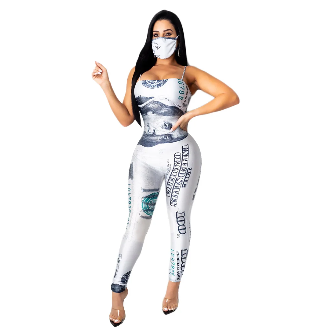 

Hot sale women money printed slip dress one piece dress for women casual ladies dresses, 3 colors
