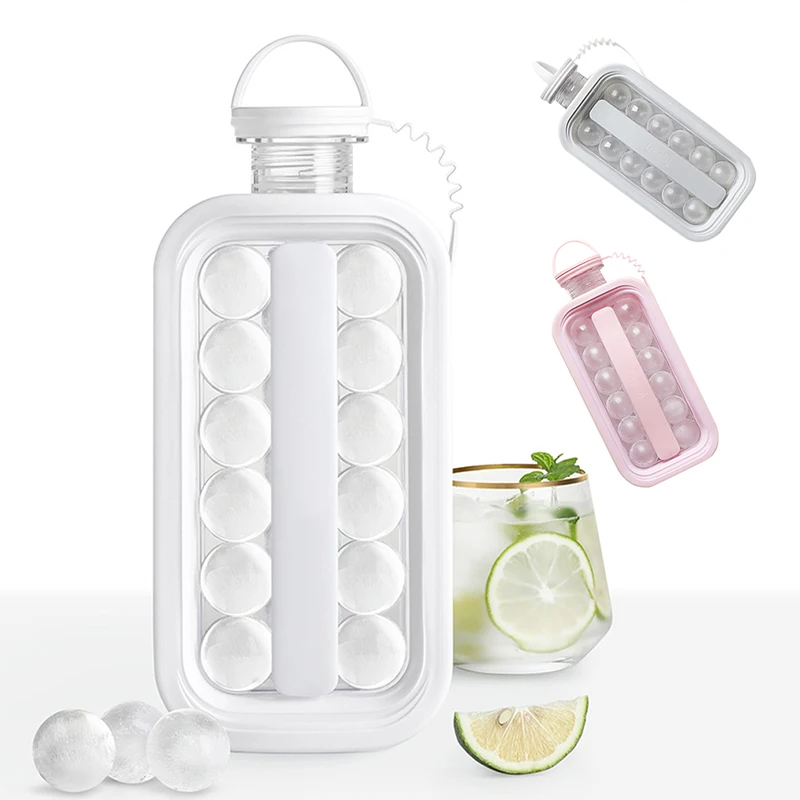 

Ice Ball Maker Mold Portable Ice Cube Tray Bottle and Leakproof Juice Cocktails Whiskey Beer Ice Ball Maker, White