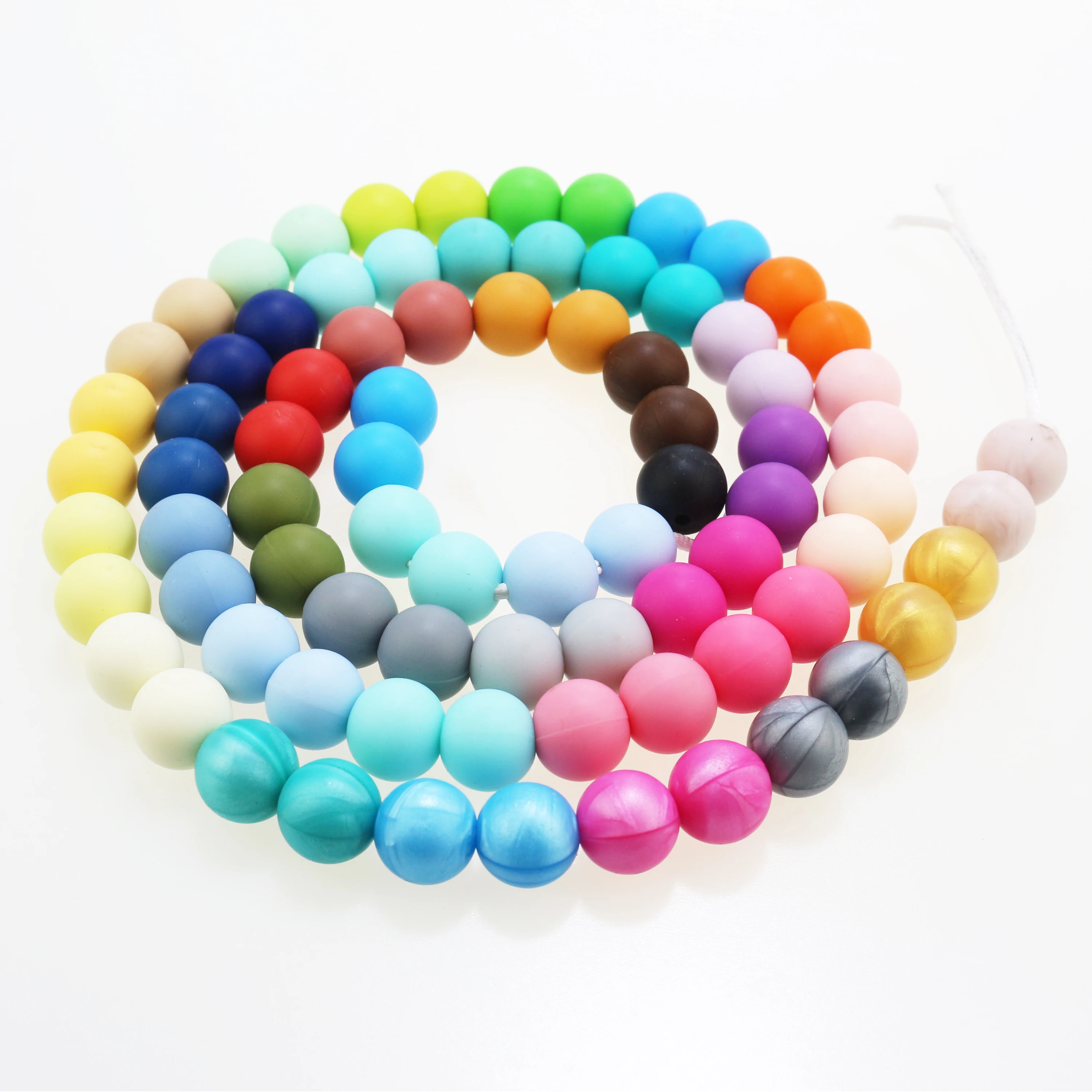 

Wholesale Bpa Free food grade baby loose round beads 12mm teether beads silicone teething beads