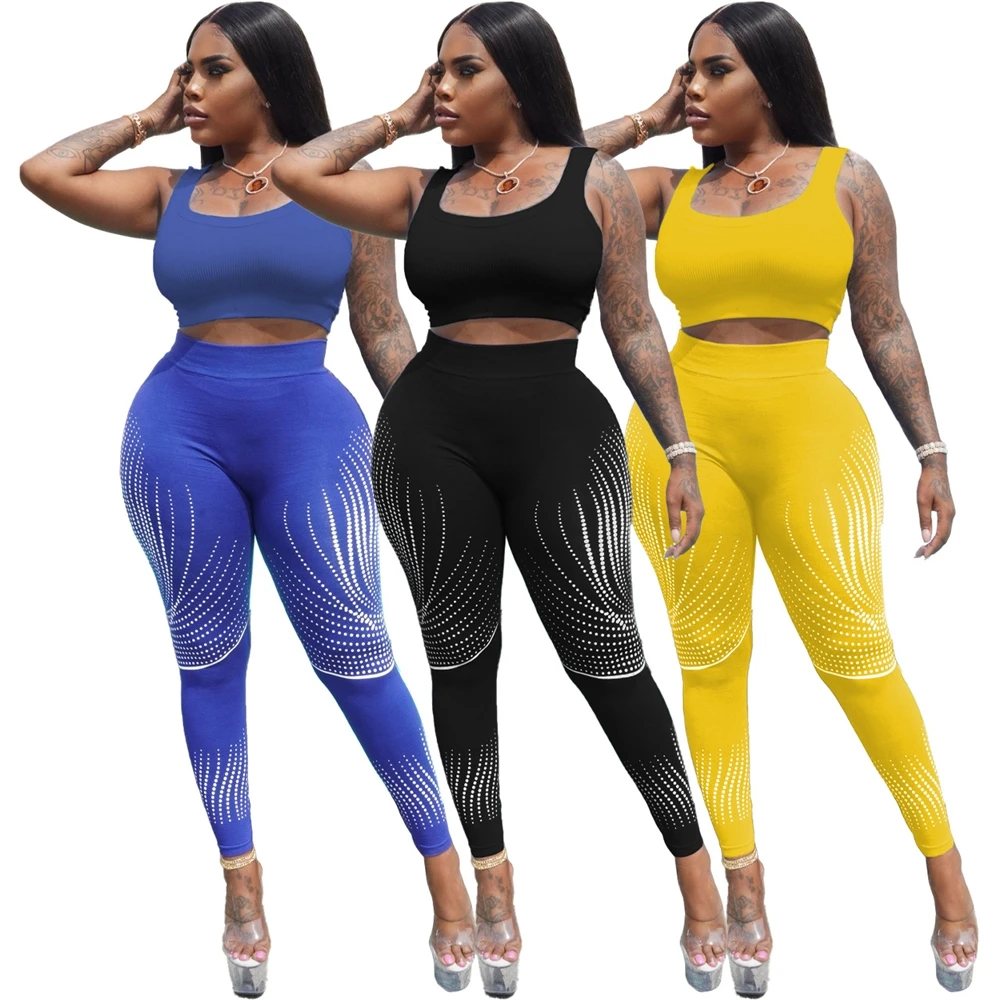 

EB-20220429 Summer Clothing Women 2 Piece Summer Sexy Pant Set Joggers Tracksuits Ladies Crop Tops Two Piece Pants Sets Clothing