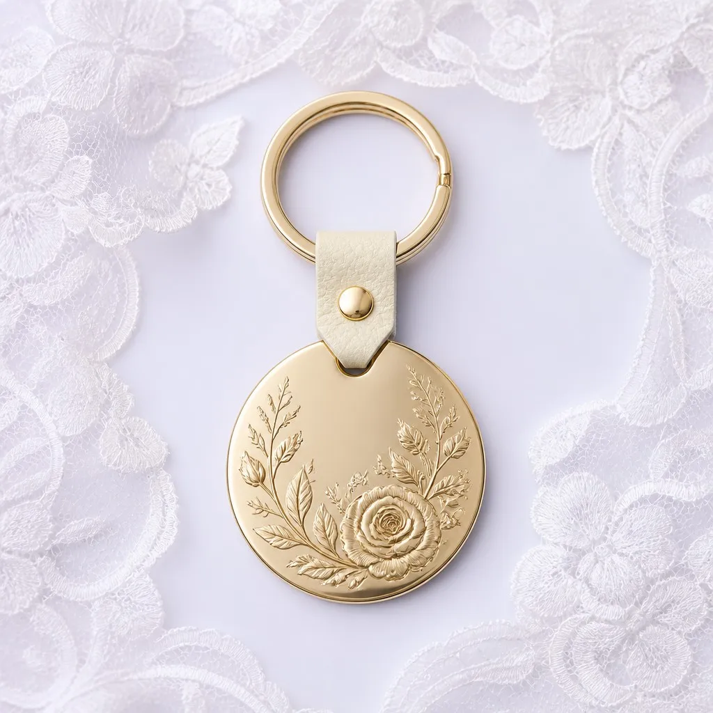 Wedding keychain on lace fabric